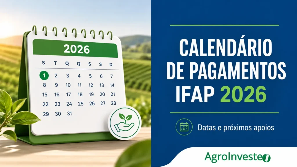 Calendário de pagamentos IFAP 2026 com datas e próximos apoios agrícolas