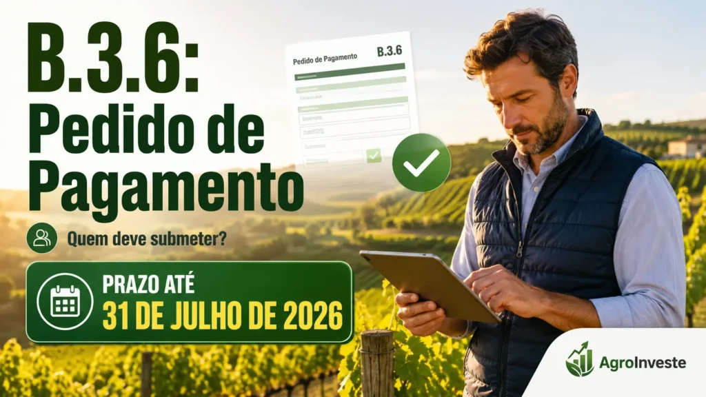 Pedido de pagamento B.3.6 com prazo até 31 de julho de 2026