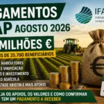 Pagamentos IFAP agosto 2026 de 71 milhões de euros para mais de 35.700 beneficiários