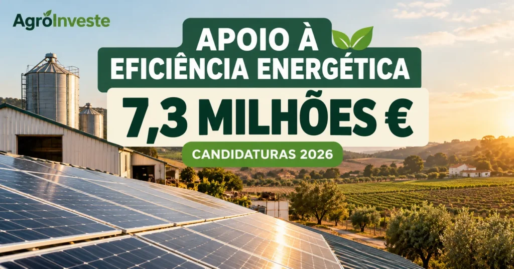 Apoio à eficiência energética 2026 de 7,3 milhões de euros para agricultores