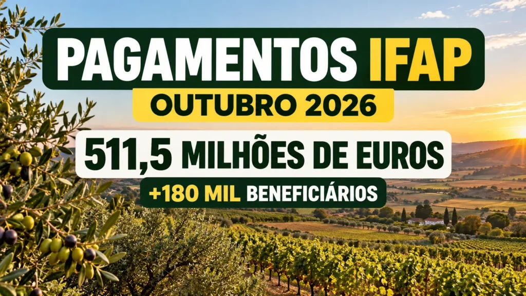 Pagamentos IFAP outubro 2026: 511,5 milhões de euros previstos para mais de 180 mil beneficiários.